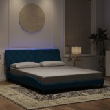 VidaXL Cadru de pat cu lumini LED, albastru, 160x200 cm, catifea