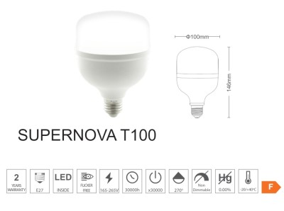 Bec LED 30W, E27, Vito Supernova, lumina rece 6400K foto