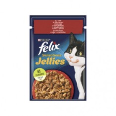 Felix Sensation Adult, hrana umeda pentru pisici, Vita, 4x85 gr