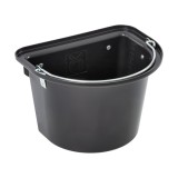 Găleată de hrănire pentru cabaline, cu dispozitiv de fixare și m&acirc;ner, negru, 12&nbsp;litri