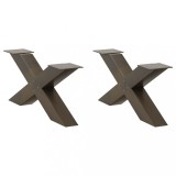 VidaXL Picioare pentru masă de cafea &icirc;n formă de X, 2 buc., oțel natural, 70x(30-31) cm