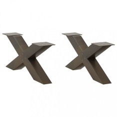vidaXL Picioare pentru masă de cafea &icirc;n formă de X, 2 buc., oțel natural, 70x(30-31) cm