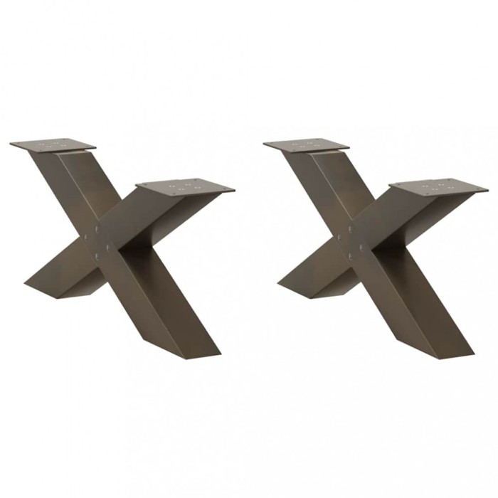 vidaXL Picioare pentru masă de cafea &icirc;n formă de X, 2 buc., oțel natural, 70x(30-31) cm 4012947