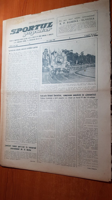 sportul popular 1 iulie 1954-bazinul de inot din orastie, sf. turului la fotbal