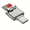 Cititor carduri tip-c argintiu &ndash; TF/SD, USB-C, compatibilitate universala laptop si smartphone