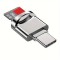 Cititor carduri tip-c argintiu &ndash; TF/SD, USB-C, compatibilitate universala laptop si smartphone