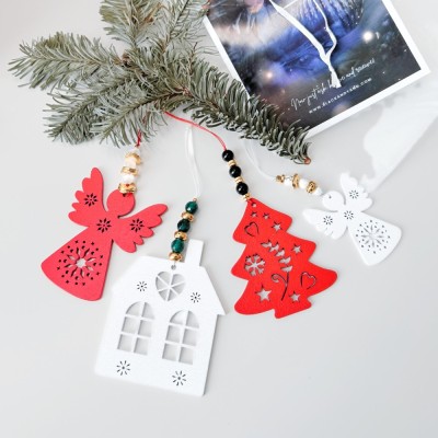 Set decoratiuni craciun brad cu cristale foto