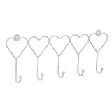 Cuier Perete, Inimi, 5 C&acirc;rlige, Metal, Alb, Oem