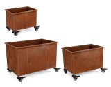 Cumpara ieftin Set 3 suporturi ghivece flori otel maro Haik 32x22x27h; 42x27x32h; 52x32x37h