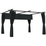 Outsunny Pergolă retractabilă 4x3 m din aluminiu și metal cu perdea și acoperiș glisant, poliester 180 g/m&sup2;, gri &icirc;nchis | Aosom Romania