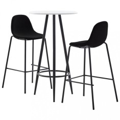 vidaXL Set de bar, 3 piese, negru, material textil