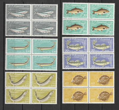 Pesti, piscicultura, 1960, nr. lista 510, bloc de 4, MNH foto