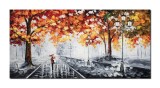 Cumpara ieftin Tablou indragostiti pictat manual living, dormitor, Impreuna spre viitor, 140x70cm ulei in cutit efect 3D, gata de agatat pe perete