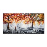Tablou indragostiti pictat manual living, dormitor, Impreuna spre viitor, 140x70cm ulei in cutit efect 3D, gata de agatat pe perete