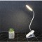 Lampa de birou, LED, alimentare USB, prindere tip clama, din ABS, brat flexibil, buton On/Off, lumina rece, alb