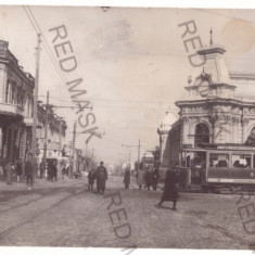 4523 - CHISINAU, Market, Tramway, Moldova - old postcard, real PHOTO - used 1930