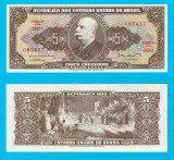 Brazilia (p#176) 5 Cruzeiros 1962-64 UNC &#039;Conquista do Amazonas&#039; serie: 085457