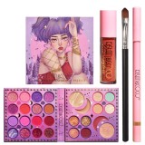 Set produse de machiaj, kevin &amp; coco, 28 culori, fard de ochi, ruj, pensula si creion, varianta 2, Flippy