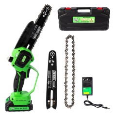 Mini drujba cu acumulator 20V Micul Fermier, 2 lame 6&rdquo; si 8&rdquo;, 2 lanturi incluse