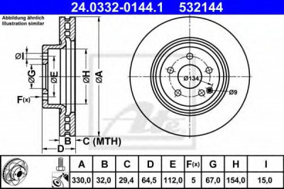 Disc frana MERCEDES E-CLASS T-Model (S211) (2003 - 2009) ATE 24.0332-0144.1 foto