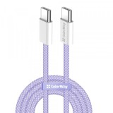 Cablu Date si Incarcare USB-C - USB-C ColorWay CW-CBPDCC061, 60W, 1m, Mov