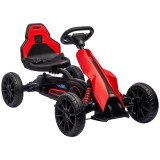Kart cu pedale pentru copii cu v&acirc;rsta &icirc;ntre 3-8 ani cu scaun reglabil &icirc;n 4 poziții și roți EVA, 100x58x58,5cm roșu și negru HOMCOM | Aosom Romania