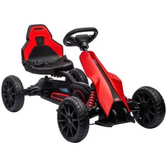 Kart cu pedale pentru copii cu v&acirc;rsta &icirc;ntre 3-8 ani cu scaun reglabil &icirc;n 4 poziții și roți EVA, 100x58x58,5cm roșu și negru HOMCOM | Aosom Romania