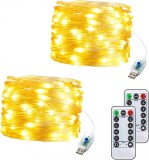Set de 2 instalatii ITICdecor, LED, alb cald, 10 m