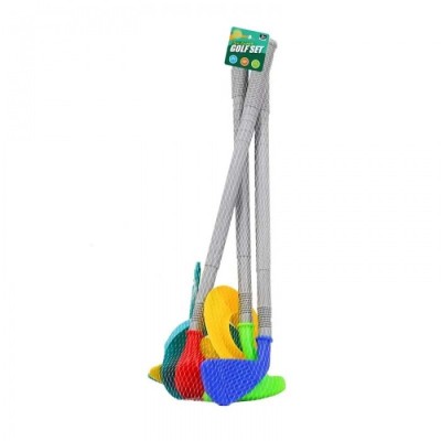 Set Mini Golf Pentru Copii, 3 Crose si 2 Mingi, 2 Gauri, 2 popice, 50 cm , multicol, Multicolor, +3 ani foto