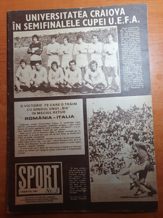 sport martie 1983-univesitatea craiova in semifinalele cupei uefa,fc arges