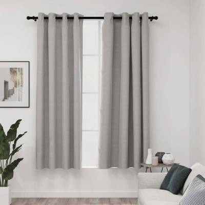 vidaXL Draperii opace, aspect in, cu ocheți, 2 buc., gri, 140x175 cm 321168 foto