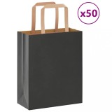 vidaXL Saci de h&acirc;rtie 50 buc cu m&acirc;nere negre 18x8x22 cm