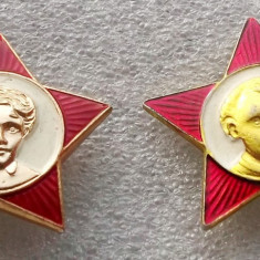 LOT 2 INSIGNE RUSIA URSS LENIN COPIL tanarul octobrist - 30 x 30 mm **