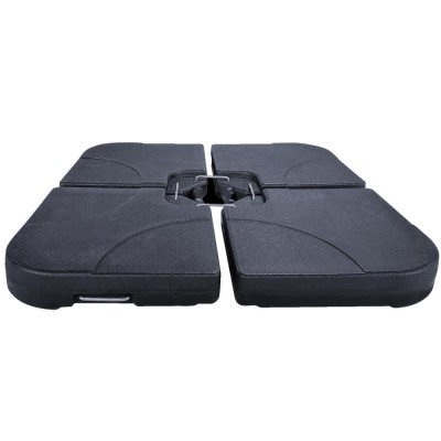 Suport baza umbrela 50x50x8 cm, set 4 elemente umplere cu apa sau nisip, manere metalice, plastic rezistent, negru Household NewTrend foto
