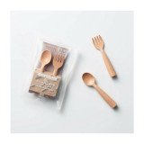 Set de tacamuri bebelusi Miniware My First Cutlery, 100% din materiale naturale biodegradabile, Toffee