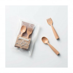 Set de tacamuri bebelusi Miniware My First Cutlery, 100% din materiale naturale biodegradabile, Toffee