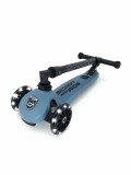 Trotineta copii pliabila cu roti luminoase Scoot Ride HighwayKick 3 Steel Bleu, Scoot And Ride