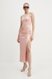 Bardot rochie EVERLASTING culoarea roz, midi, mulată, 58666DB