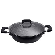 Tigaie Baker's Secret Aluminiu cu Capac, 28cm, Antiaderent, Maner Silicon