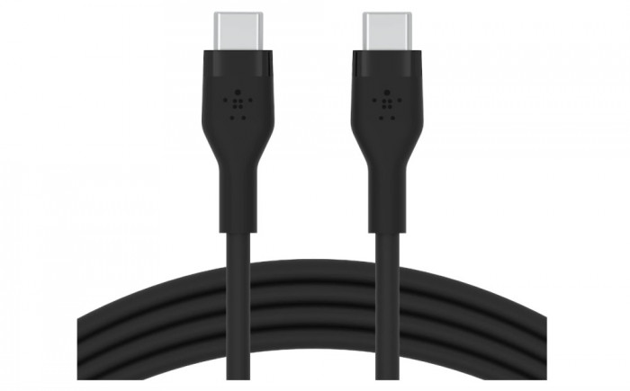 Cablu de incarcare USB C din silicon Belkin BoostCharge Flex, certificat USB-IF, 1 m, negru - RESIGILAT