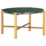 Masă cafea verde vidaXL, 60x60x35cm, aspect marmură, piatră naturală, cadru fier, masă living, modernă, decor