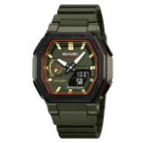 Ceas sport SKMEI 2438 verde militar, rezistent la apă 50M, multifuncțional cu LED, cronometru și alarmă