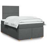 VidaXL Pat box spring cu saltea, gri &icirc;nchis, 120x200 cm, textil 3293541
