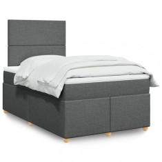 vidaXL Pat box spring cu saltea, gri &icirc;nchis, 120x190 cm, textil 3293513