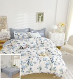 Cumpara ieftin Lenjerie Pat Norocel Sf113, Bumbac, 4 Piese, Fara Elastic, Alb, Imprimeu