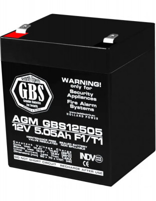 Acumulator 12V, TED Electric GBS, Sisteme Alarma, Dimensiuni 90 x 70 x 107 mm, Baterie 12V 5.05Ah F1 foto