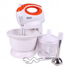 Mixer cu bol rotativ, Tocator, Mixer vertical MUHLER MX-323, 2.5l, 300W, Alb/Portocaliu foto