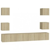 Cumpara ieftin Set de dulapuri TV, 6 piese, stejar sonoma, lemn prelucrat