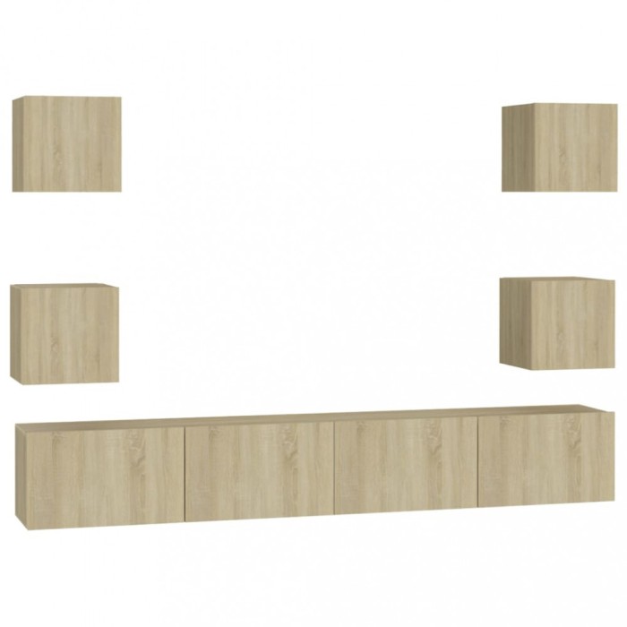 Set de dulapuri TV, 6 piese, stejar sonoma, lemn prelucrat