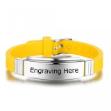 Bratara galbena silicon ajustabila gravata personalizata cu textul tau